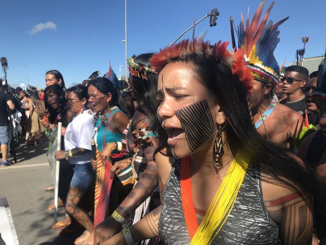Indigenous women played a prominent role in the protests at the 2019 Free Land Encampment in Brasilia, and they say they will play an even bigger role in the future. Image by Karla Mendes / Mongabay.