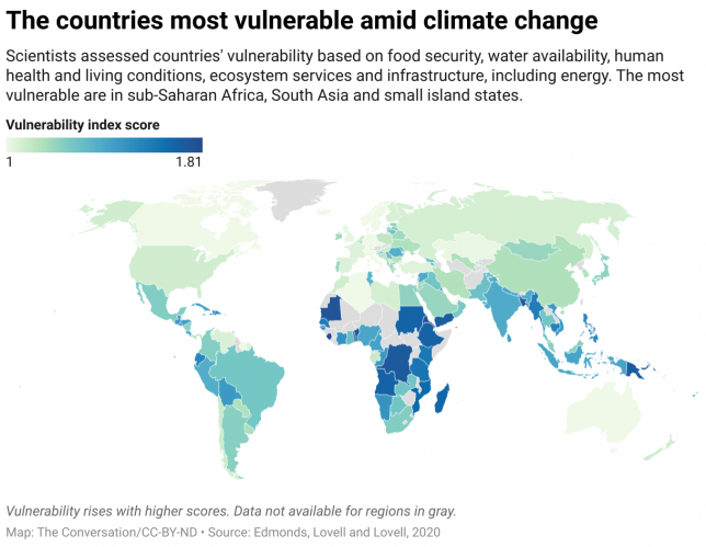 The countries most vulnerable amid climate change