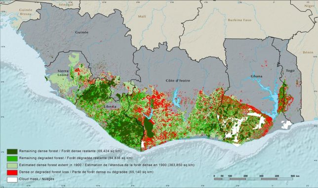 Upper Guinean Forest change from 1975 to 2013