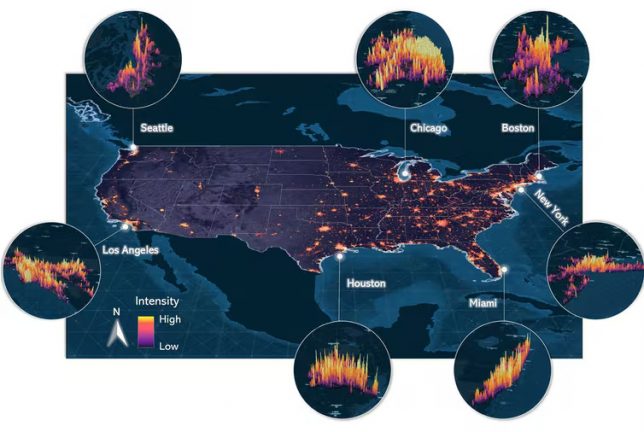 Urban light intensity varies among cities, and among neighborhoods within cities. Yuyu Zhou, CC BY-ND