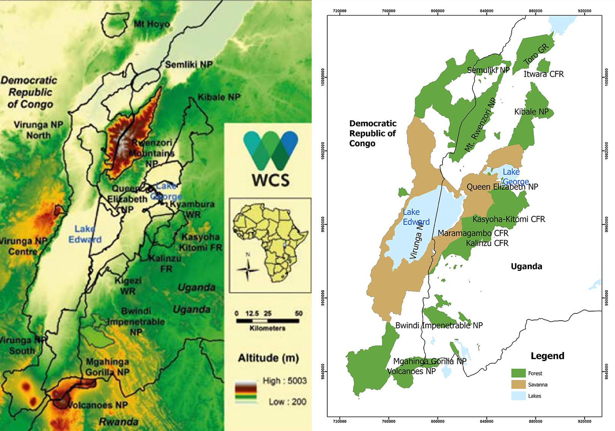 Greater Virunga Landscape with vegetation map.